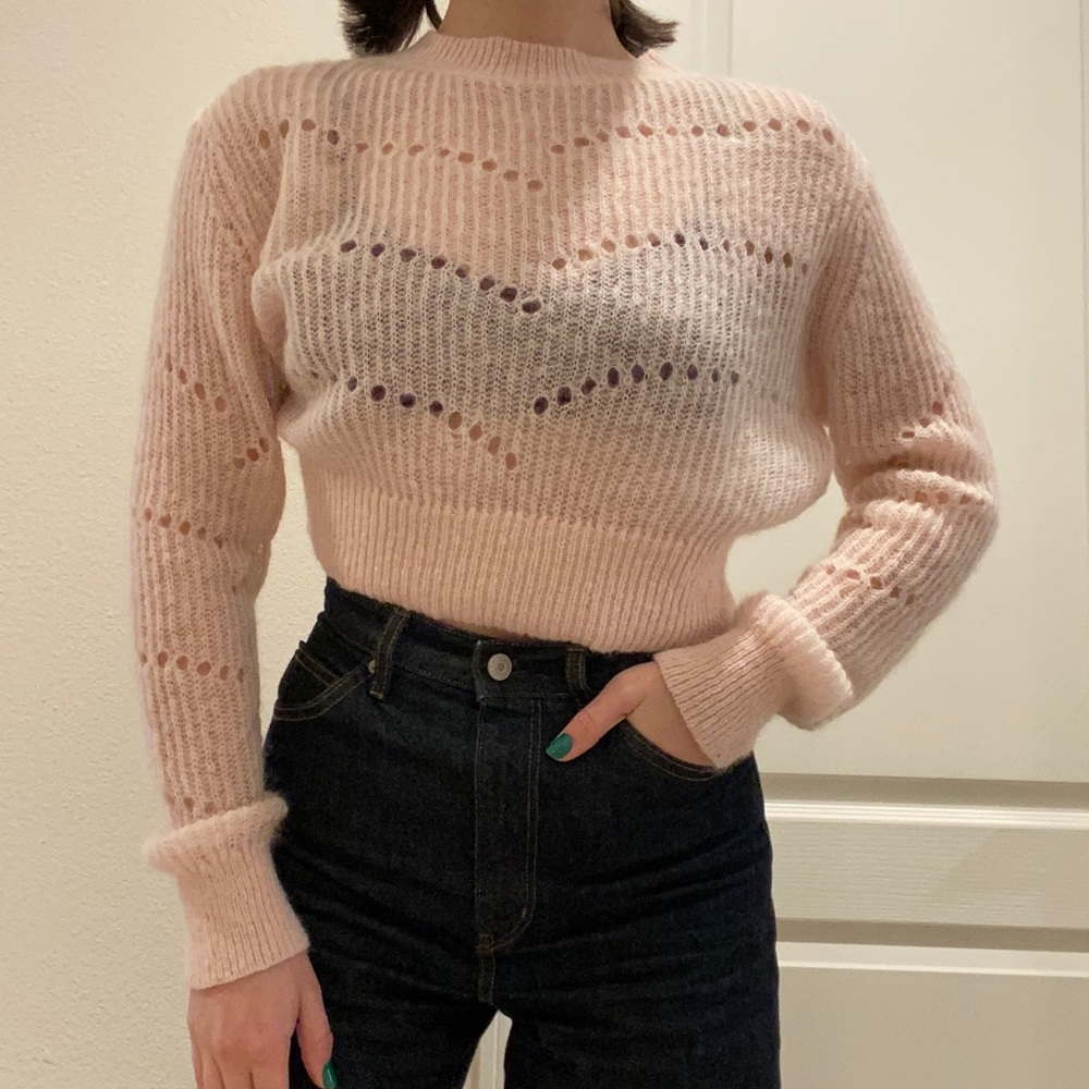 Baby pink sheer cropped sweater KEEPSAKE THE LABEL